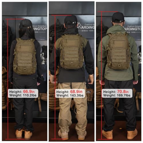 Mardingtop 소형 전술 백팩, Molle 하이킹 백팩, 배낭여행, 사이클링 및 자전거용, 15L/25L 백팩 - color: 아미 그린., size: 25L
