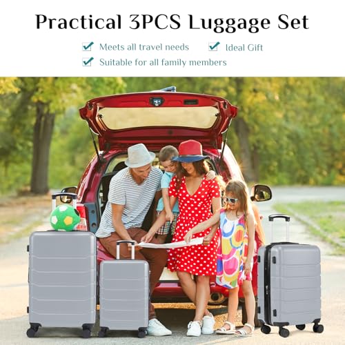 OLIXIS 24 Inch Carry-On Suitcase, Hardside Rolling Luggage, Light Grey - color: Light Grey, size: 24 IN