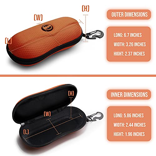 BLUPOND Sunglasses Case Semi Hard EVA Shell with Metal Hanging Hook Belt Clip Sun Glasses Storage - color: Pink/Orange