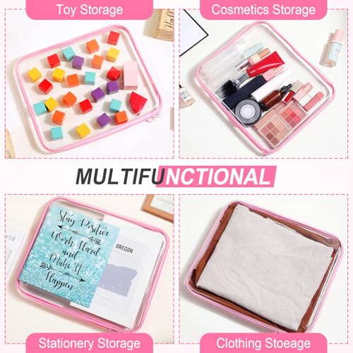Hoolerry 3 Pcs Clear Hard Zipper Case Plastic Zipper Pouch, Pink, L - color: Pink, size: L