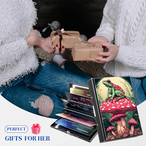 Metal RFID Accordion Card Holder,Frog Sitting on Mushroom - color: Frog Sitting on Mushroom