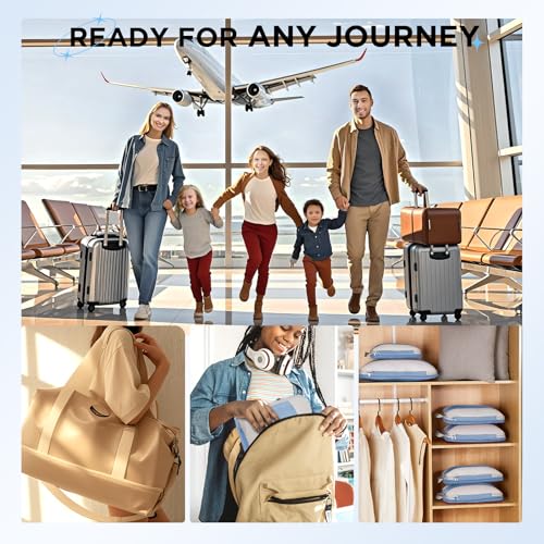 OlarHike 10 Set Compression Packing Cubes for Travel Essentials,Compressible Expandable Space Saver Bags for Organizing Clothes,Luggage Suitcase Garment Bags with Over 1000 pcs Mesh Holes(Light Blue) - color: Light Blue