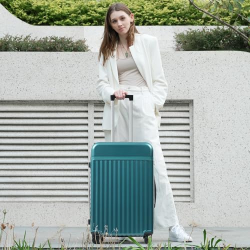 Merax Luggage Sets 2 Piece Front Opening, Hardside 20/24 IN Suitcase - color: Dark Green, style: Luggage Set With Top Open 20