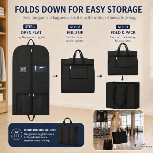43" Suit Travel Garment Bags 2 Pack, Zipper Covers with Shoe Pocket - size: VAR-GarmentBag-43inch-2P-2