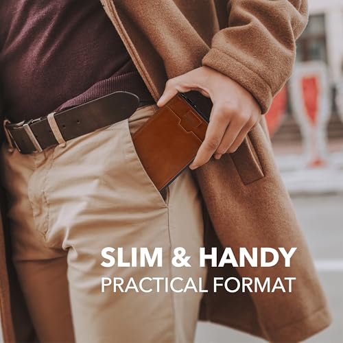 Vaultskin NOTTING HILL Slim Leather Zip Around Wallet, RFID (Cognac) - color: Cognac