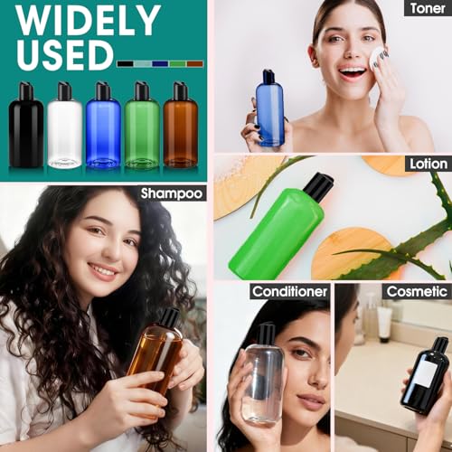 6Pcs 8 oz Clear Plastic Travel Bottles with Black Disc Top Caps for Travel - color: Clear, size: 6 Packs