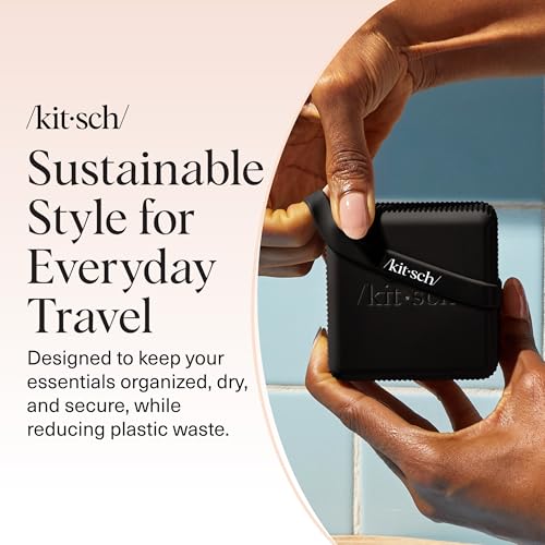 Kitsch 2-Compartment Travel Soap Case – TSA-Approved Bar Soap Holder - color: Black, size: 2 Compartment