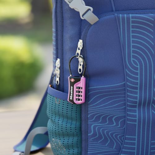 Master Lock TSA Approved Combination Luggage Lock, 4-Pack, 4697PNKEC4 - color: Pink, size: 4 Pack