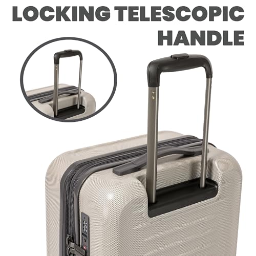 Spyder Rails Expandable Hardside Upright Suitcase with 360 Spinner Wheels, TSA Approved Lock, Carry-On, Oatmeal - color: Oatmeal, size: Carry-On