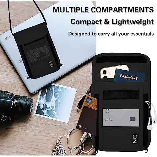 Travel Neck Wallet with RFID Blocking - color: PVC Black