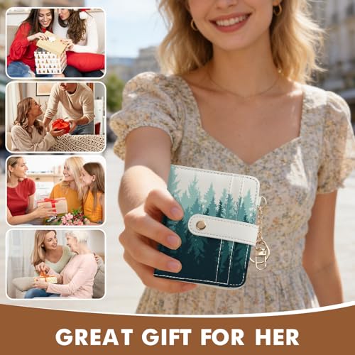 Women Wallet, RFID Blocking Bifold PU Leather Wallet, Small Slim Compact Purse with Clear ID Window & Zipper Coin Pocket, Credit Card Holder for Ladies,1 ID window 8 Card Slots,Forest - color: Forest