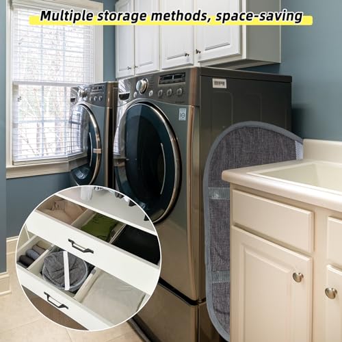 Collapsible Laundry Basket, 90L Tear Proof Mesh Pop-up Hamper - color: Gray, size: Square-Tear Proof,1 Pack