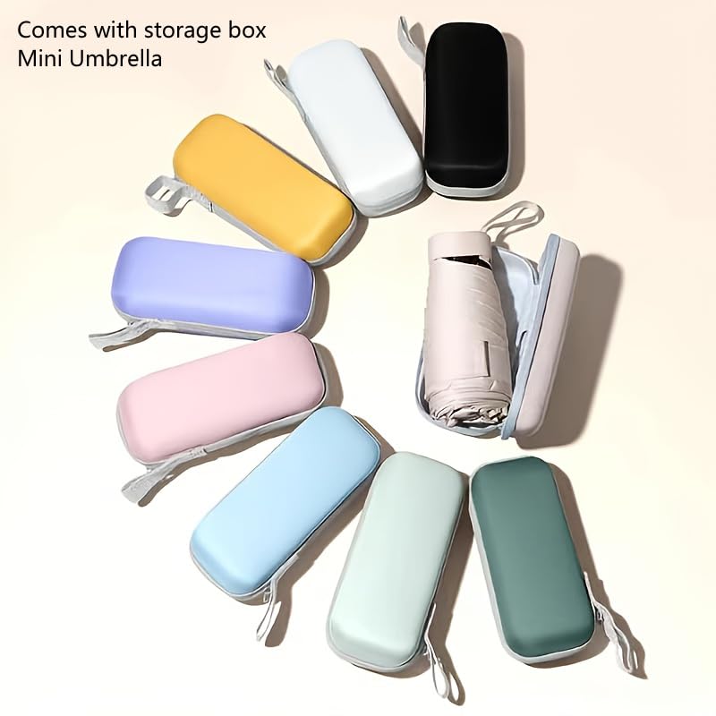 Mini Folding Umbrella with Umbrella Case - color: black