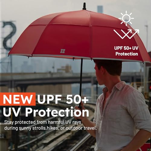 Weatherman Umbrella - Stick Umbrella - Windproof Umbrella Resists Up to 55 MPH Winds - (White) - color: White