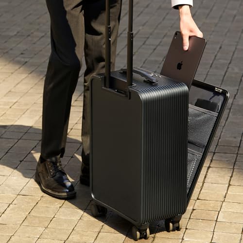 TUPLUS Quick S 20" Aluminum Carry-On Hardside Front Opening Luggage Grey | Aluminum Magnesium Alloy,Built-In Brake System,Laptop Compartment,4 Spinner Wheels,TSA Combination Lock,Business Travel - color: Grey, size: Carry-On 20-Inch
