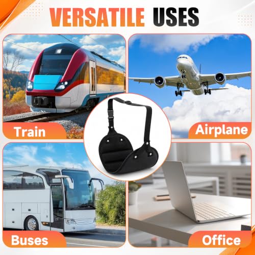 6 Pcs Black Airplane Foot Hammock No Collapse Footrest Hammock with Extended Adjustment Strap Long Trip Foot Rest Airplane Travel Essentials for Long Flight Travel Office Home