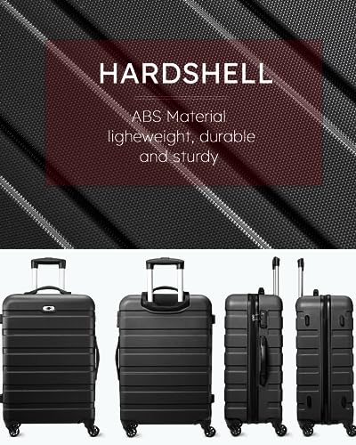 Suitour Luggage Sets 3 piece, Hardside Lightweight Suitcase sets with Spinner Wheels,TSA Lock,20/24/28 inches Travel Luggage Black - color: Black, size: 3-Piece Set (20/24/28)