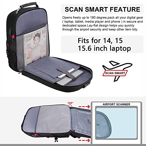LOVEVOOK Large Laptop Backpack for Men,15.6Inch Heavy Duty Travel Backpack - color: Black, size: 15.6 inch