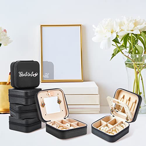 Bucherry 10 Pcs Mini Travel Jewelry Case with Mirror - color: Black