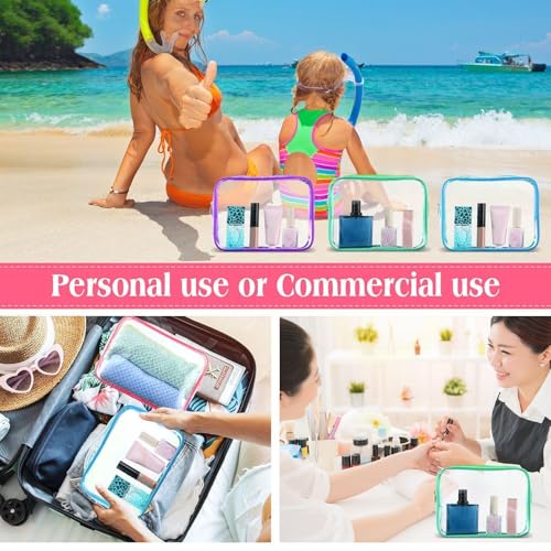 Sanwuta 100 Pcs Clear Makeup Bags Bulk, Toiletry Bag,Candy Colors - color: Candy Colors