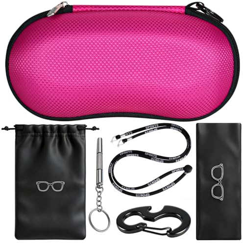 RayLove Sunglasses Case Hard Shell, Crush Resistant Eyeglass Case with Zipper, Lightweight Sunglasses Travel Case - color: Pink