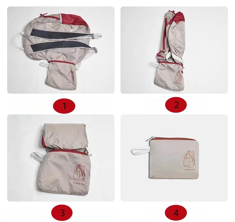 Travel lightweight foldable backpack hiking backpack splash proof compact travel backpack day pack (khaki&red) - color: Khaki&red