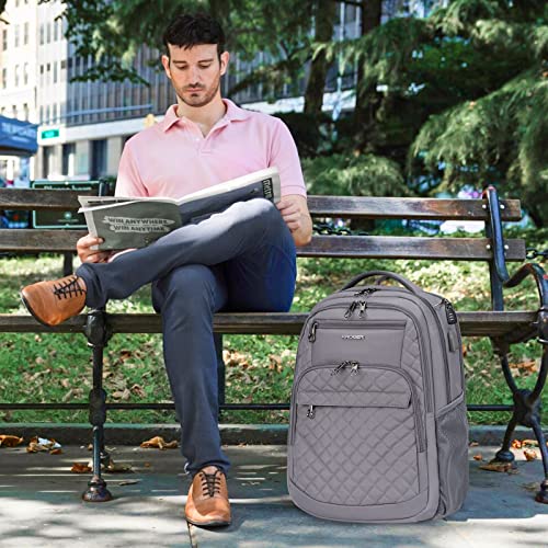KROSER Travel Laptop Backpack 17 Inch Large Computer Backpack Dark grey - color: Quilted Dark Grey