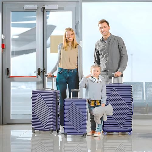 Luggage Sets 3 Piece, Hardside Suitcase Set with Spinner Wheels & TSA Lock, Lightweight Durable Travel Luggage Set of 3 (Blue) - color: Blue