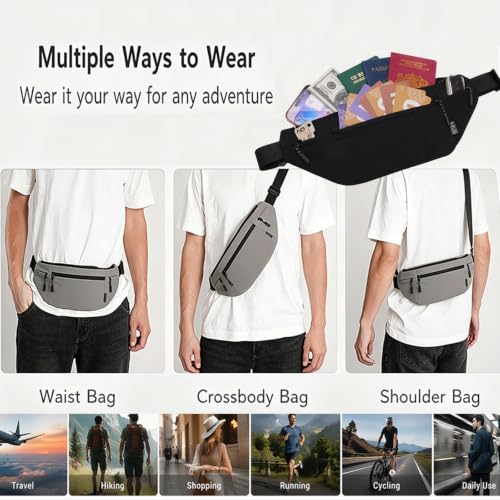 Money Belt for Travel RFID Blocking Passport Holder (black) - color: black