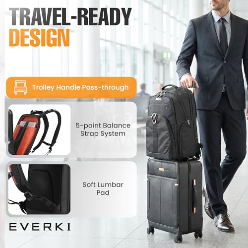 EVERKI Atlas Business Backpack with Laptop Compartment, Black - 29.5 Liters - size: 29.5 Liters