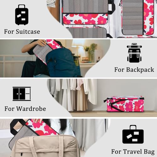 U+U 4 Set Compression Packing Cubes, Travel Organizers (Red Flower) - color: Red Flower, size: 4 Set