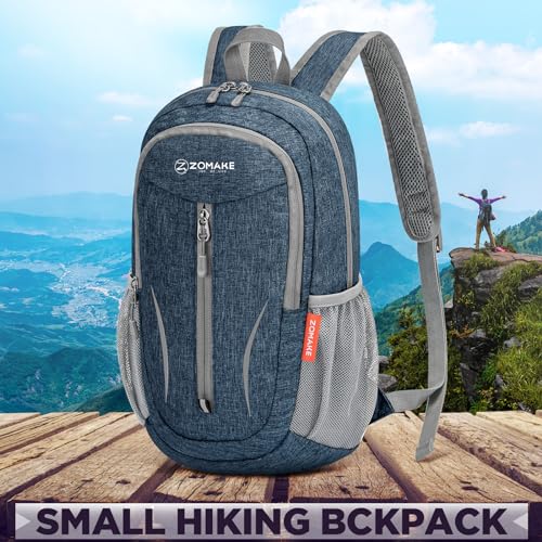 ZOMAKE Lightweight Packable Backpack, 10L Small Foldable Daypack for Hiking - color: Navy Blue A3, size: 10L