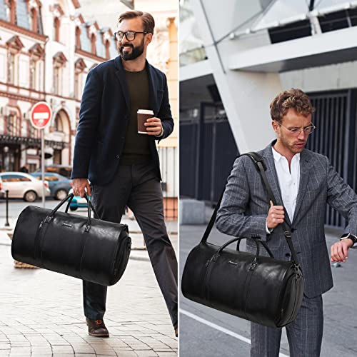 Garment Bags for Travel, 45L Carry-On Convertible Duffle with Strap - color: C-Black