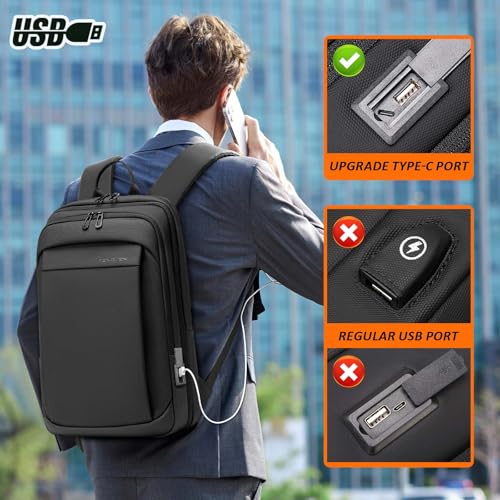 FENRUIEN 15.6 Inch Expandable Mens Backpack for Work, Black - size: 15.6 Inch, style: Business