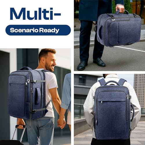 Backpack for Men, 45L-55L Travel Laptop Mochila Carry On Luggage - color: Blue, size: 3X-Large