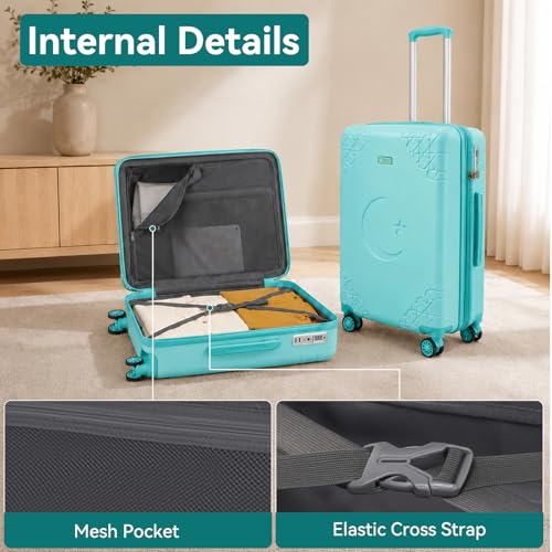 Somago 20 Inch Carry On Suitcase with Brake Wheels & Cup Holder, Star Moon Hardside Luggage with TSA Lock, Expandable Rolling Bag for Business Travel and Weekend Getaway,Robin Egg Blue - color: Robin Egg Blue, size: 1 PC Expandable 20 In