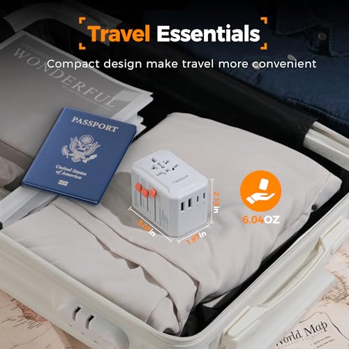 TESSAN Universal Travel Adapter, International Power Adapter - color: White grey