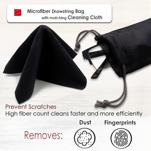 MyEyeglassCase Men Small Glasses case - Eyeglasses Hard Shell Holder Pouch & Cloth-Reading Slim & Narrow Case Heavy Duty - color: Black Classic