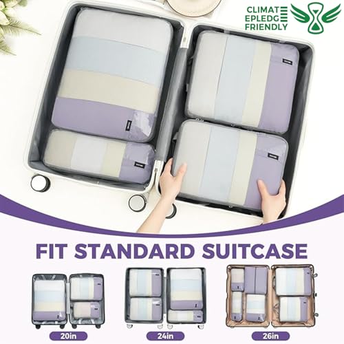 BAGAIL Lightweight Compression Packing Cubes for Travel, 6 Set,Dusty Purple - color: Dusty Purple