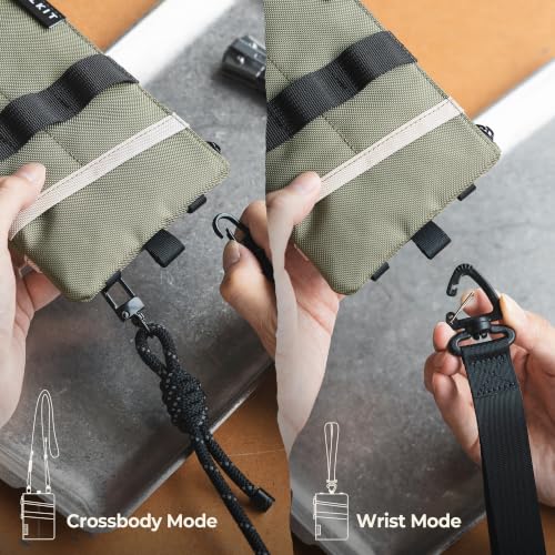VULKIT Minimalist Travel Wallet with Lanyard RFID Blocking Water-Resistant - color: Army Green