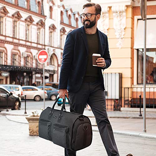 Garment Bags for Travel, 45L Carry on Convertible Garment Duffle bag - color: Jet Black