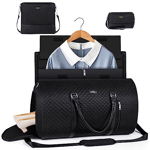 Convertible 2-in-1 Garment Bags for Travel with Waterproof Shoe Compartment - color: C-black Diamond