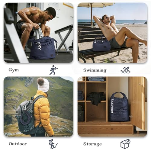 Travel Laundry Bag, Vacuum Compression Dirty Clothes Travel Bag - color: Navy Blue, size: Medium