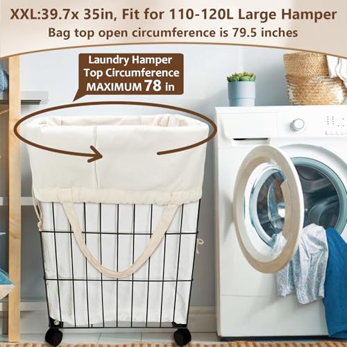 Canvas Laundry Bag Extra Large Heavy Duty Storage Bag 40"W x 35"H,XXL Beige - color: Beige, size: XXL 40"Wx35"H┃1 Pack