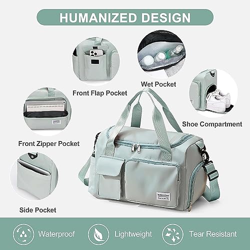 Small Gym Bag for Women, Travel Duffle Bag Carry On Weekender Bag with Shoe Compartment - color: 29#All Grey, style: Gym Bag&toiletry Bag