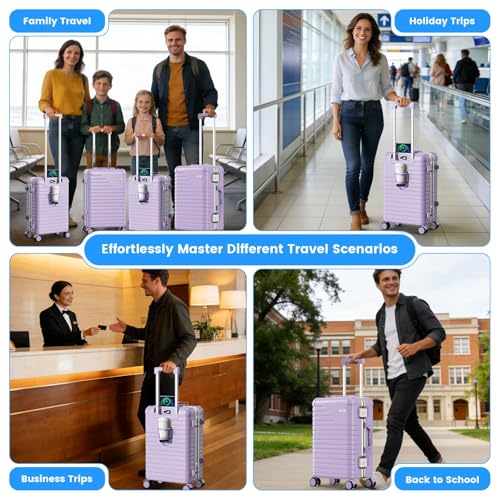 20 Inch Carry on Luggage Airline Approved, Zipperless Hard Shell Suitcase - color: Lilac, size: 20 Inch