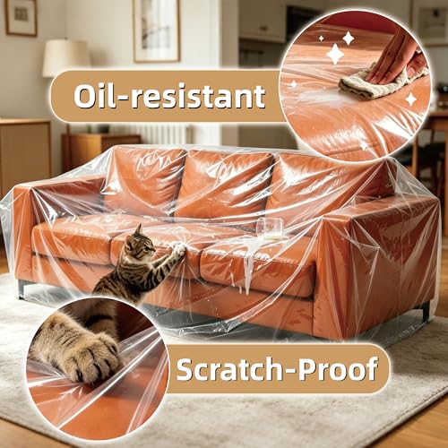Plastic Clear Sofa Furniture Covers for Moving Storage - size: for Sofa/Couch