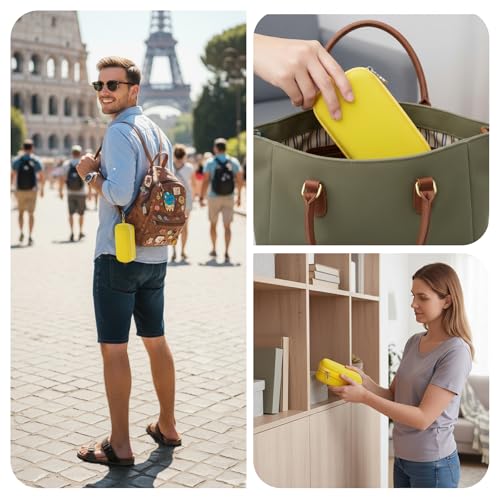 Double Eyeglasses Case, Hard Shell Glasses Case for Men Women - color: Yellow