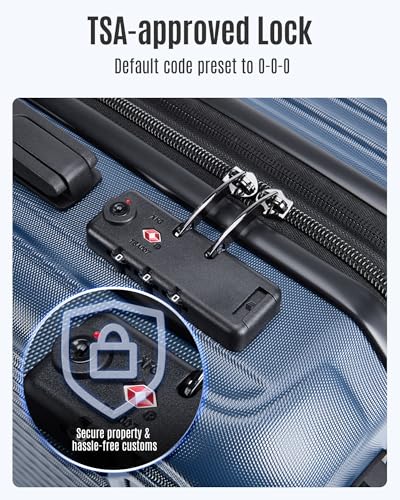 LIGHT FLIGHT 스피너 휠 하드쉘 TSA 잠금 장치가 있는 3피스 수하물 세트, 로열 블루, 기내 반입 여행 세트(BP/TB - color: 로열 블루, size: 기내 반입 여행 세트(BP/TB/20인치)