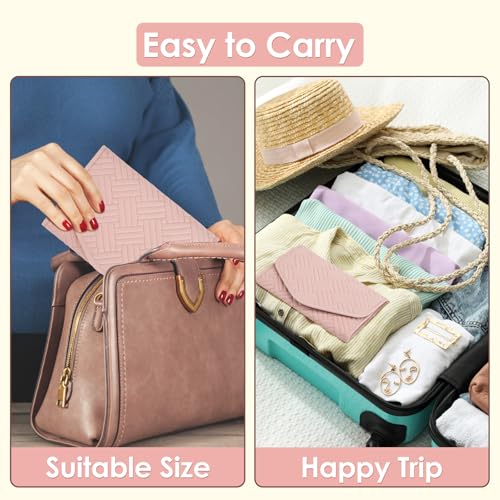 Amrules Travel Jewelry Roll Organizer Bag, Medium, Pink - color: Pink, size: Medium
